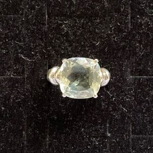 Sterling 5.00 ct tw Cushion Cut Green Quartz Twisted Shank Ring/Size 6/NEW!